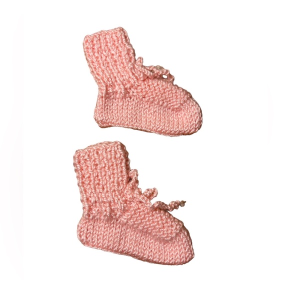 Infants - Handmade Knitted Bootie Socks - 4”x3” - Pink Shades - Set of 3 - Picture 4 of 7